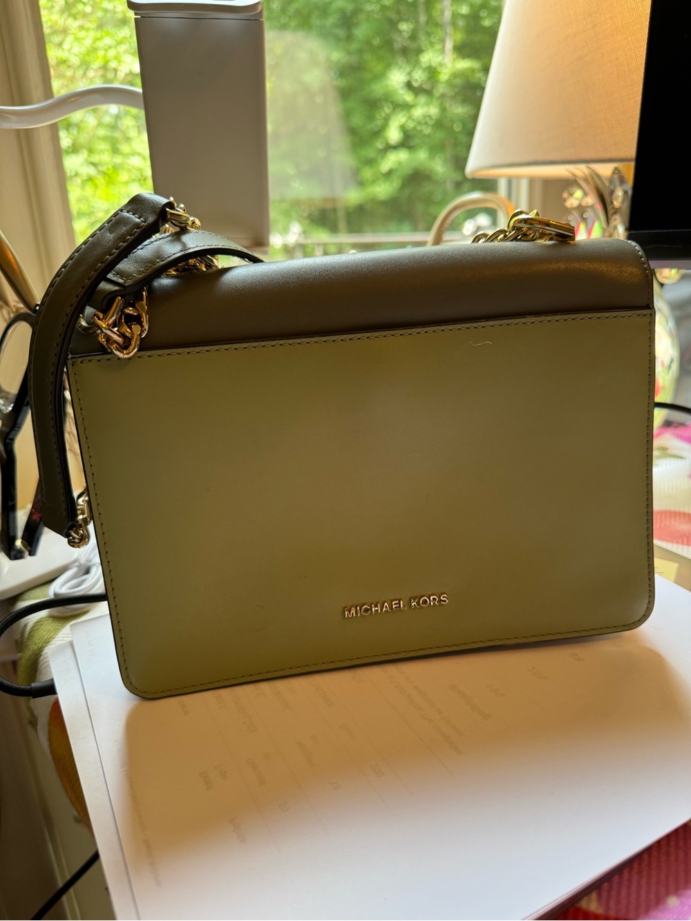 MICHAEL Michael KorsTricolor Leather Shoulder Bag with Gold Chain Strap. NWT - Picture 5 of 15